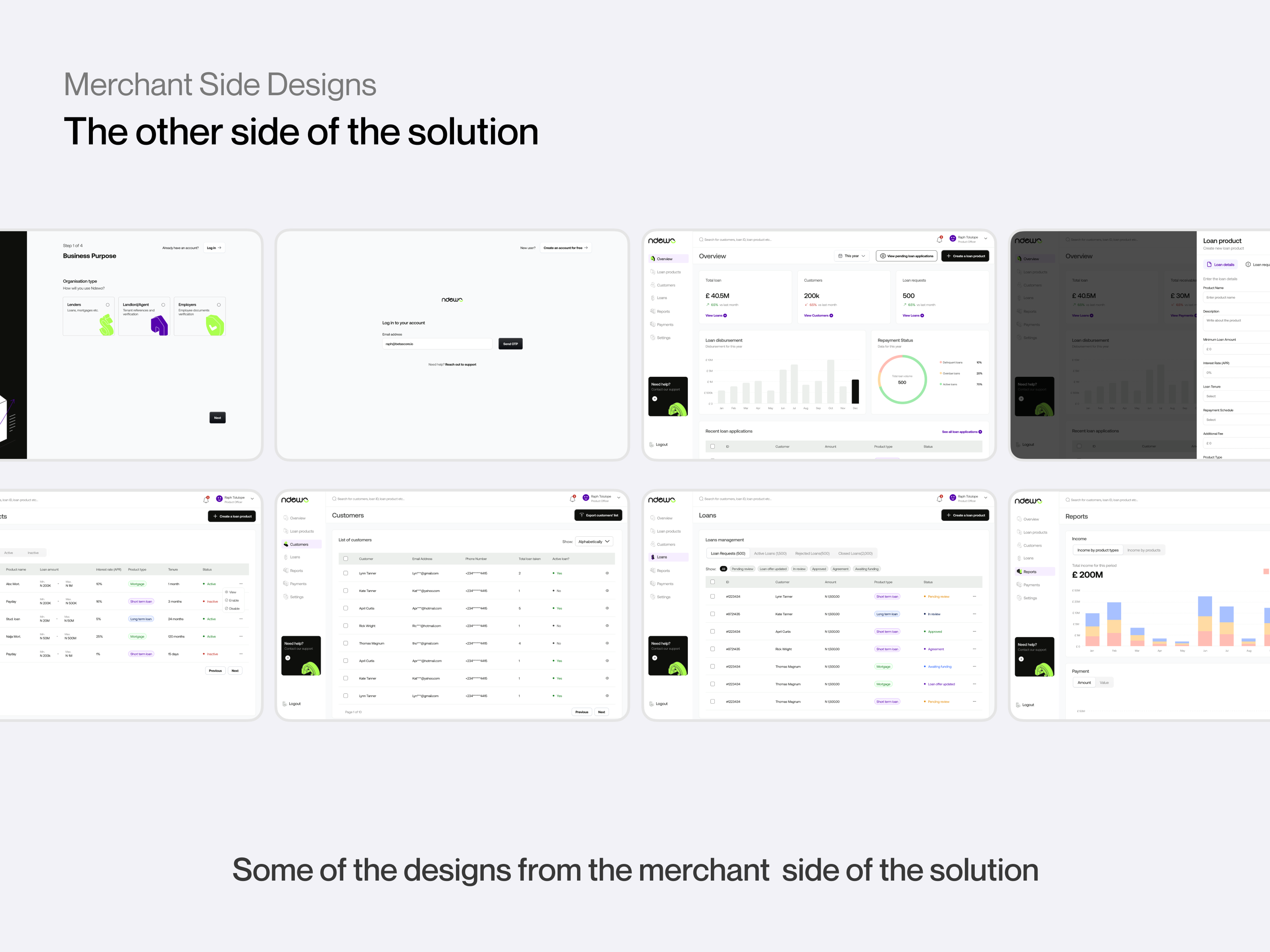 Merchant side designs