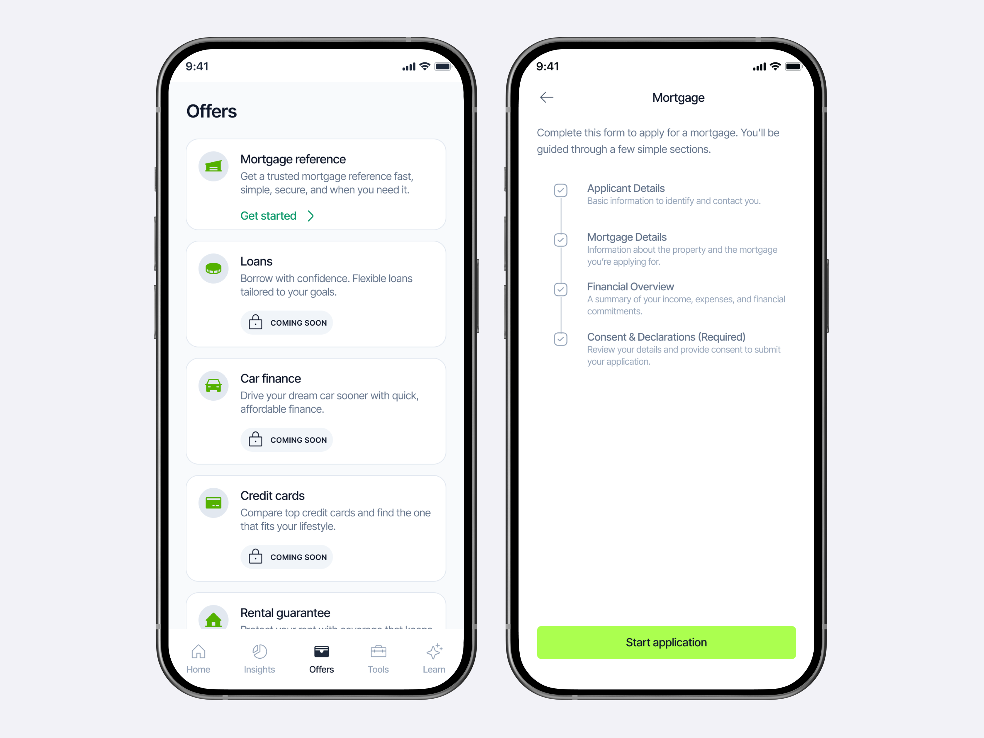 Offers list and offer detail screens