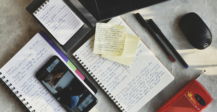 Interview notes on a desk