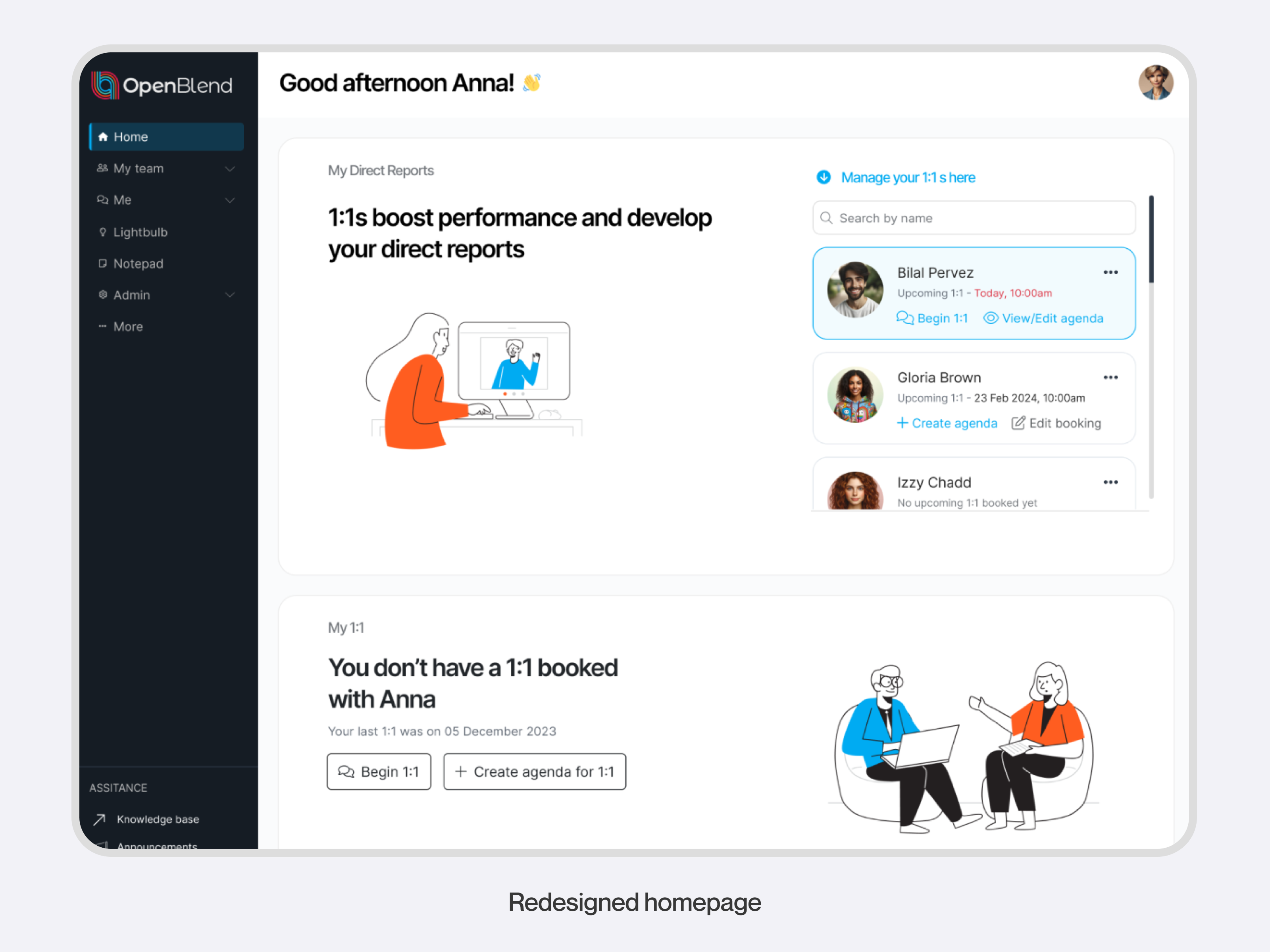 Simplified homepage